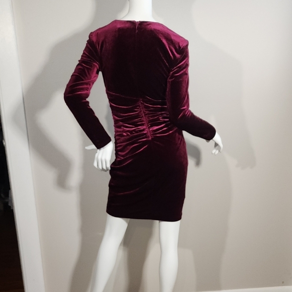 Vince Camuto Rich Burgundy Velvet Long Sleeve Dress - Picture 8 of 11